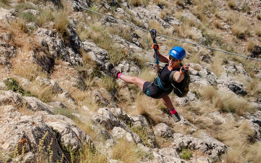 From Granada: Climb Zafarraya's 'Via Ferrata John Hogbin' - The Bridges Section: Tibetan Suspension and Monkey Bridge Crossing